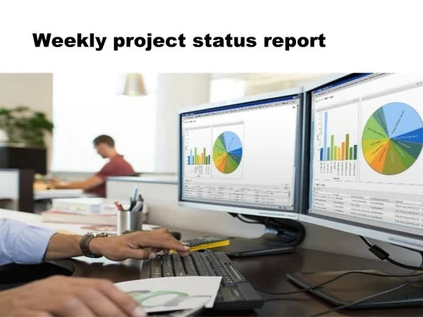 Executive dashboard with KPI reporting across dual monitors